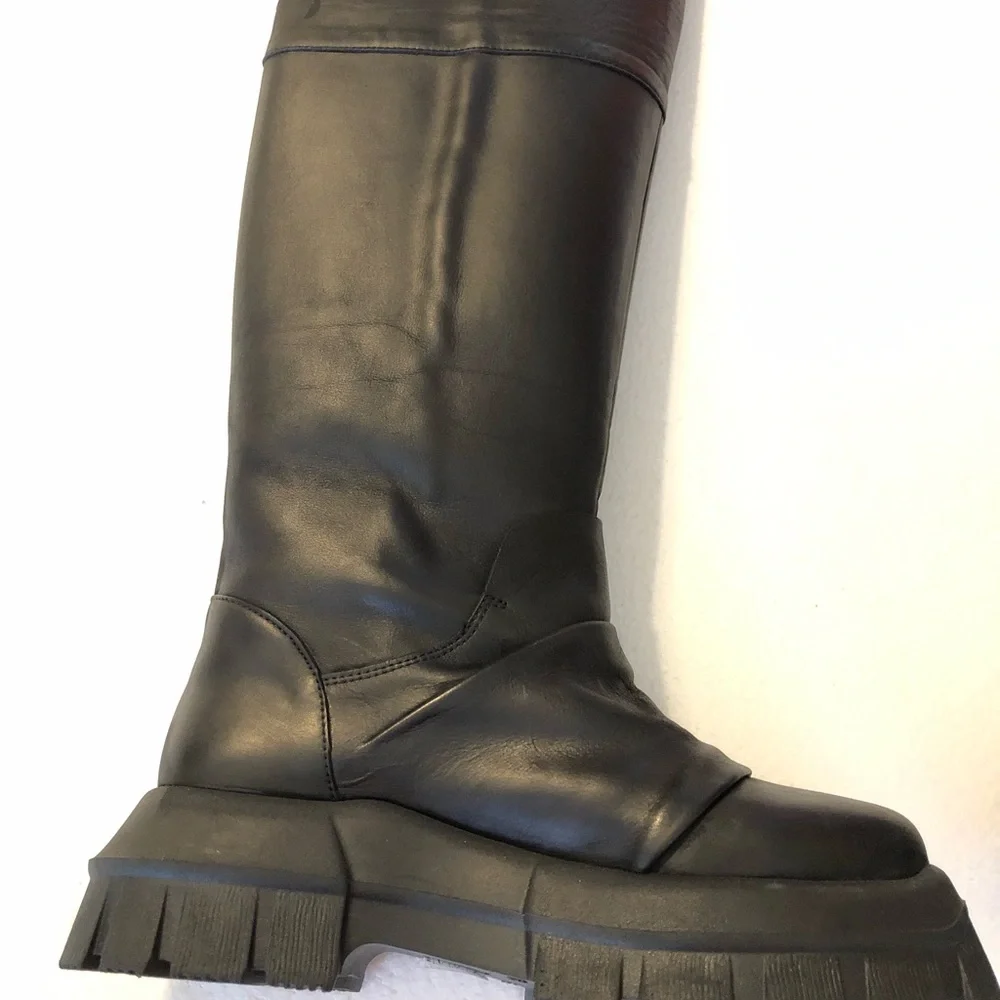 Free People Black Over-the-Knee Chunky Platform Boots Size 37/7